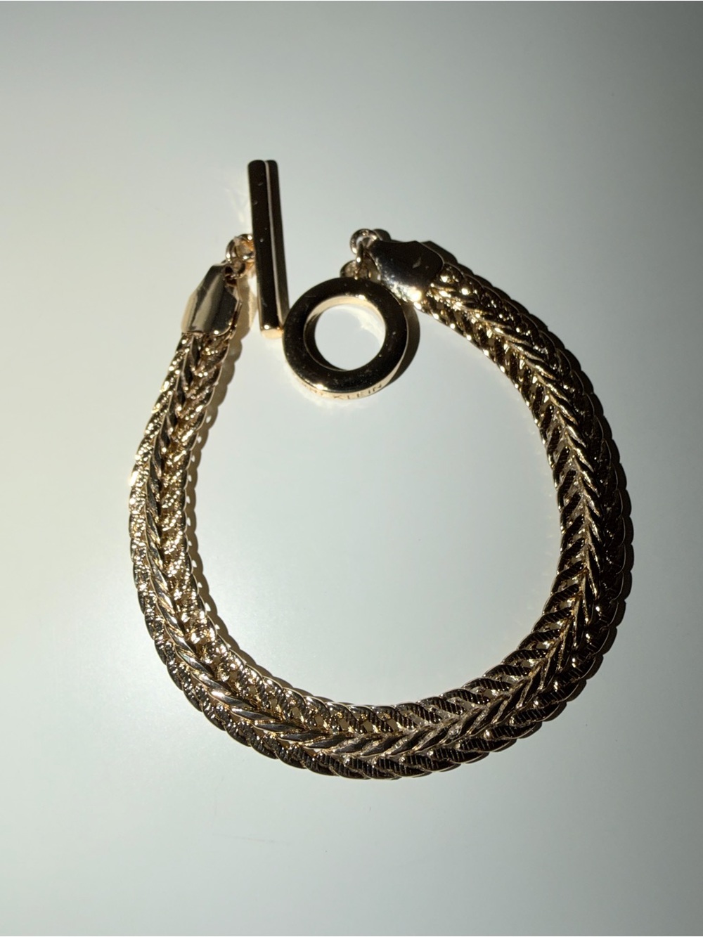 Vintage Signed Anne Klein Gold-Tone Flat Toggle Bracelet